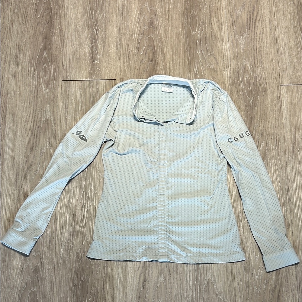 CGUG white perforated long sleeve shirt